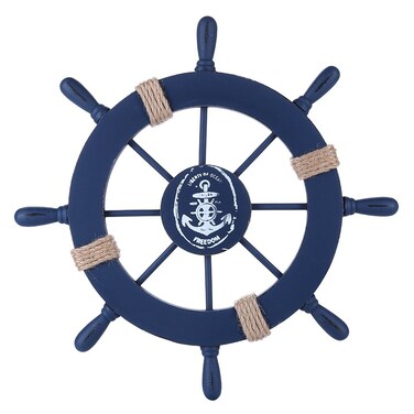 Rienar Nautical Beach Wooden Boat Ship Steering Wheel Fishing Net Shell Home Wall Decor(Sail)