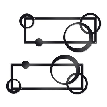 OYEFLY 2 Pcs Metal Abstract Wall Art,Modern Geometric Decor (Black, style 2)