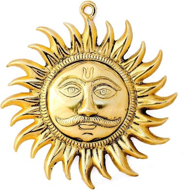 LUXCKY Surya Bhagwan   Wall Hanging Lord Sun Idol Suraj Murti Statue for Wall Room D&Atilde;&copy;cor   Best for Housewarming Vaastu Fengshui Good Luck   Decorative Showpiece Gold Finish Work (Big)
