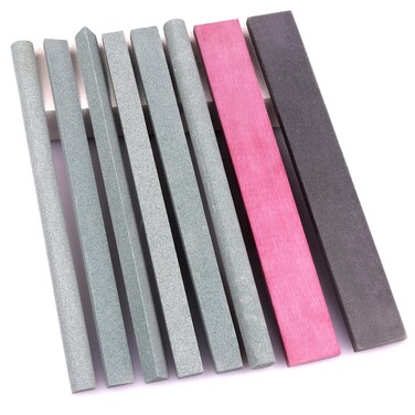 LWCUSNJ 8pcs Abrasive Sharpening Stone Set,Multishape Abrasive File Set with 2pcs Fine Whetstone for Sharpener, Chisels, Scissors and Carving Tools