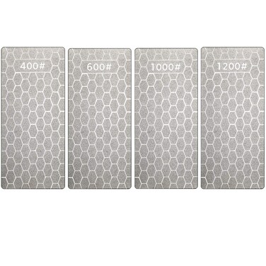 4 Pieces Diamond Sharpening Stone Grit Diamond Plate Honing Stone Diamond Stone for Kitchen Sharpening Dull, Blunt or Tired Edges, 5.9 x 2.48 Inches (400/600/1000/1200 Grit)
