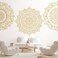 4 Pcs Half Mandala Wall Decal Boho Mandala Wall Sticker Hippie Mandala Vinyl Wall Decals Flower Wall Stickers Headboard Wall Decoration Indian Namaste Flower for Bedroom Living Room Yoga (Gold)