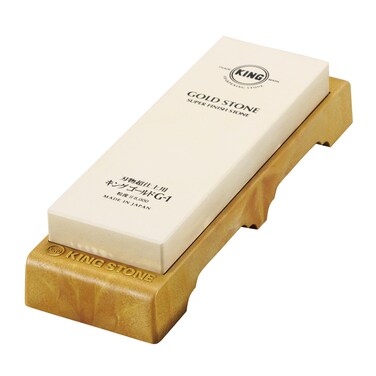 King Gold Whetstone with Stand - 8000 Grit - for Final Super Finishing - Made in Japan, Regular Size, White