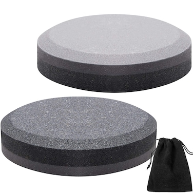 Axe Sharpener Sharpening Dual Grit Multipurpose Sharpener Puck Tool Sharpener Stone Whetstone with Flannel Bag for Hatchet Garden Tools, 240 Grits and 400 Grits(3 Pieces)