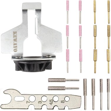 Chainsaw Sharpening Attachment Kit - 20 Pcs Chain Saw Blade Teeth Sharpener Set with Angle Guide and Diamond Burr Grinding Stone Files, Drill Power Tool Accessories for Gardening Lawn Mower Chainsaw