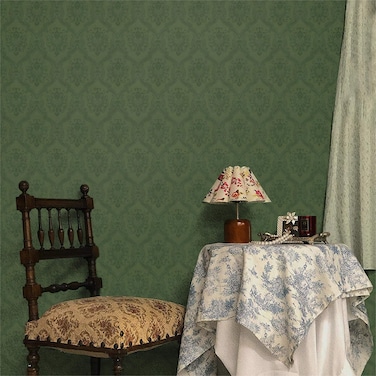 Dimoon 78.7"x16.1" Delicate Wallpaper Green Peel and Stick Removable Contact Paper Thicken Waterproof Retro Dark Green Self Adhesive Floral Wallpaper for Bedroom Shelf Liner Decal Vinyl Roll