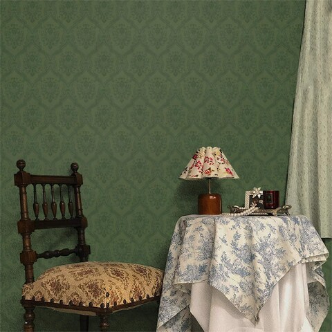Dimoon 78.7&quot;x16.1&quot; Delicate Wallpaper Green Peel and Stick Removable Contact Paper Thicken Waterproof Retro Dark Green Self Adhesive Floral Wallpaper for Bedroom Shelf Liner Decal Vinyl Roll