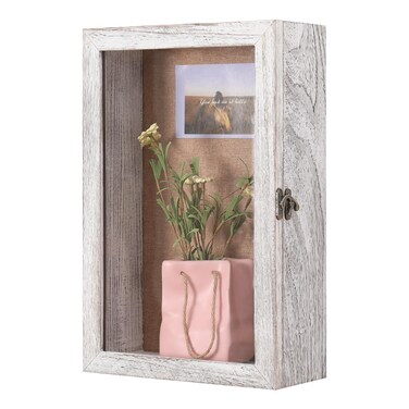 11x17 Shadow Box, Exterior Depth 5in Extra Deep Shadow Boxes Display Cases for Flowers Bouquet Wedding Pictures Photos and Keepsake(Distressed White)