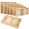 Aodaer 7 Pieces Wooden Nested Serving Trays Rectangular Shape Wood Trays Serving Trays with Handles for Kitchen Party Dinner Snacks
