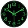 JoFomp Wooden Glow in The Dark Clock, 14 inch Silent Non-Ticking Battery Operated Clock, Energy-Absorbing Luminous Numerals and Hands, Lighted Wall Clock Decoration for Bedroom Living Room