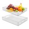 2 Pcs Clear Acrylic Serving Tray, 16" x 12",15.2" x 11.2" Plastic Tray with Handles Clear Decorative Lucite Tray for Food, Tea, Snacks, Kitchen, Vanity, Fruit