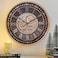 CLXEAST 24 Inch Wall Clock with Moving Gears,Oversized Large Industrial Steampunk Decor, Antique Gold Metal Roman Numeral Wall Clocks for Farmhouse Living Room Decor