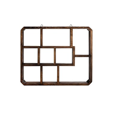 Hyuetrsa Shadow Box Display Shelf, 15x12.25 Inch 9-Slot Wood Floating Multi-Slot Wall Mounted &amp; Freestanding Farmhouse Decor Display Case for Wall Table or Desk(Paulownia Wood)