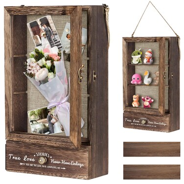 Shadow Box Frame 11X16, Large Shadow Box Display Case with Removable Shelves and Drawers, Brown Memory Boxes for Bridal Shower Gifts, Wedding Gifts for Couples 2024