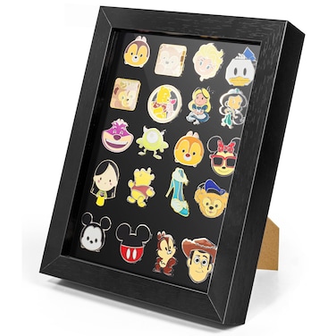 7x9 Enamel Pin Display Frame, Pin Collection Shadow Box, Desktop and Wall Display, Pin Display Case, Black