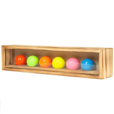 Freezing point Golf Ball Display Case Small Wood Shadow Box Wall Rack Holder Golf Gifts for Kids Womens Mens 6