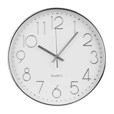 bakbrand Wall Clock 12 Inch Non-Ticking Silent Modern Simple Style Round Decor Clock Silver Stereoscopic Dial Quartz Wall Clocks for Home/Office/School/Living Room/Bedroom/Kitchen