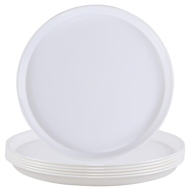 Uumitty 6 Packs Plastic Non-Slip Food Service Tray, Restaurant Serving Tray, White