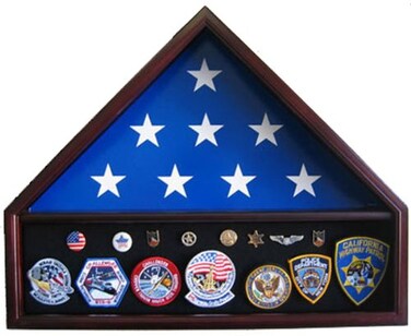 Memorial Funeral Flag Display Case Medal Display Case Flag Case Shadow Box Holder Stand, for a Folded Burial Flag 23" Wide X 11" Height, 16" on The 2 Sides