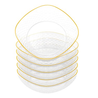 Idotry 6 Pack Clear Serving Tray, Plastic Serving Platters for Fruits, Chocolate, Nuts, Dessert