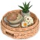 KOLWOVEN Set of 2 Round Round Wicker Baskets, 13 inch and 11.8 Inch Wicker Serving Tray, Countertop Wooden Round Fruit Baskets Decorative Coffee Table Tray