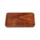 Pokinge Wooden Serving Tray, Rectangle Food Storage Dish Acacia Wood Dessert Serving Plate Multifunctional Fruit Cake Plate with Easy Carry Grooved Handle(20x10.5cm)