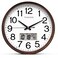 TIMESS Wall Clock, Classic Wood Style Finish, 13 Inch Non-Ticking Silent Battery Operated Quartz Analog with Perpetual Calendar and F&Acirc;&deg; Temperature Display, Home, Office D&Atilde;&copy;cor (Chestnut Brown)