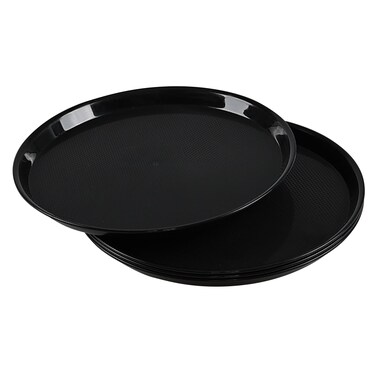 Zerdyne Black Round Serving Trays, Set of 4 Restaurant Serving Tray