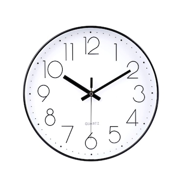 jomparis Black Wall Clock Large 13.5 Inch Silent Non Ticking Battery Operated Quartz Decorative Round Wall Clock for Classroom Living Room,Office,School