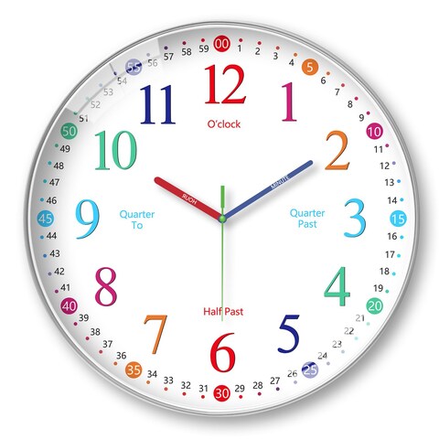 wigmoa Telling Time Clock - NonTicking Cute Wall Watch Clock - Silent Analog Clock for Room- BA-3 (E Type, 10 Inch)