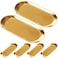 CYEAH Stainless Steel Decorative Tray Set of 6, Gold Decorative Tray 7 inch, Oval Jewelry Dish Bathroom Vanity Tray Small Serving Tray Candle Holder Stainless Steel Cosmetics Tray Perfume Tray