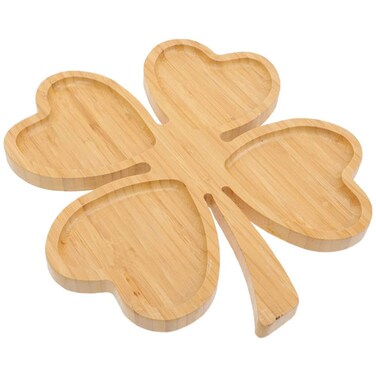 PRETYZOOM Wooden Heart-Shaped Serving Board, Shamrock Wood Appetizer Plates, Decorative Food Serving Tray, Heart Charcuterie Board for St Patrick's Day, Valentine's Day Christmas
