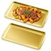 2Pcs Stainless Steel Serving Tray, 15.7 x 9.4In Rectangle Gold Serving Platter with Handle, Decorative Coffee Table Plate, Ottoman Dish for Party Eating Kitchen Food Dessert BBQ (2Pcs)