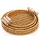 Dicunoy 3 Pack Rattan Basket Tray, Plastic Round Wicker Serving Baskets with Handles for Bread, Coffee Table, Decorative Woven Serving Tray for Vegetable, Snack