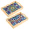 2 Pcs Mandala DIY Diamond Painting Tray Mandala Decorative Diamond Wooden Serving Tray with Handle Diamond Art Painting Handmade Wooden Tray for Adult Dinner Coffee Table Party Food, 11.8 x 7.8 Inches