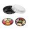 Black Plastic Appetizer Trays with Lids, Travel Round Disposable Compartment Serving Platters,6 Sectional Catering Trays for Vegetable Salad Food for Fruit Veggie Snack Food Containers (10 Pack)