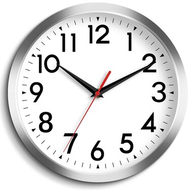 DAXSMY Wall Clock Modern Battery Operated 10 Inch Simpel Silent Non Ticking Decorative for Kitchen Office Outdoor Bedroom Living Room School Classroom(Silver)