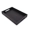 EDHAS Acacia Wood Rectangle Black Serving Tray for Breakfast Dinner Drinks Kitchen Dining Living Bathroom with Handle (15" x 10" x 1.6")