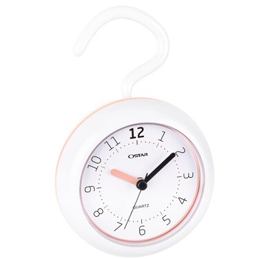 OSTAR Waterproof Bathroom Shower Clock, Analog Quartz Clock Hanging Stand Dual Purpose, One AA Battery Operated 4.72 inch Round Size