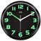 HITO 10 Inch Night Light Wall Clock Battery Operated Brightness Adjustable, Black Metal Frame, Glass Cover(Hands + Numbers Illuminate)