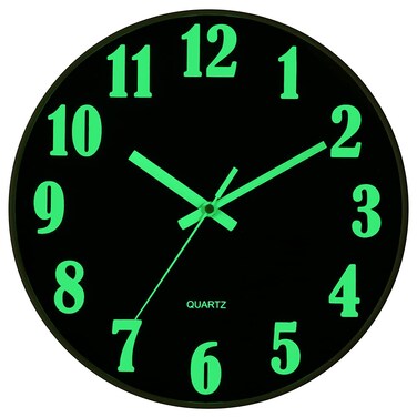 JoFomp Modern Night Light Wall Clock, 10 Inch Silent Non-Ticking Quartz Wall Clocks, Glow in The Dark Battery Operated Decorative Wall Clock for Bedroom, Kitchen, Living Room&iuml;&frac14;&circ;10 inch&iuml;&frac14;&permil;
