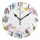 MFTJYO White Daisy Pink Flower Spring Wildflower Silent Non-Ticking Kitchen Clock Decor 9.5 Inch Round PVC Oil Painting Dial Battery Operated Easy to Read for Bedroom Living Room Home