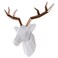 SAC SMARTEN ARTS Faux Taxidermy Animal Head Wall Decor - White Deer Head Wall Mount - Decorative Gold Deer Antlers Wall Decor by 14 x11 inches