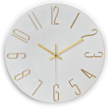 AIRUIFU Wall Clock 12 Inch Silent Non-Ticking Modern Clocks Battery Operated - Analog Small Classic for Office, Home, Bathroom, Kitchen, Bedroom, School, Living Room (White)