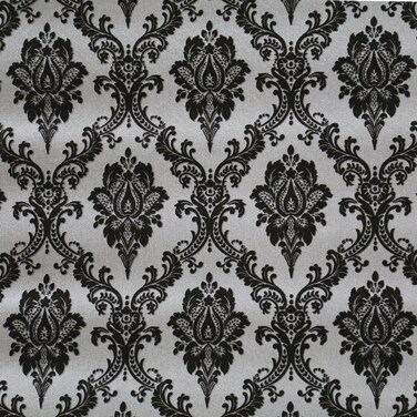 Blooming Wall Black Damasks Peel&amp;Stick Wallpaper Self-Adhesive Wall Mural Wall Decor Contact Paper, 48 Square Ft/Roll (Black)