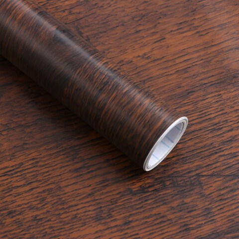 Dimoon 78.7&quot;x17.7&quot;Peel and Stick Wood Wallpaper Red Brown Wood Paper Red Dark Brown Wood Contact Wallpaper Waterproof Wood Plank Removable Rustic Self Adhesive Vintage Desk Table Cabinet Vinyl Roll