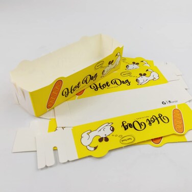 50PCS Disposable Hot Dog Paper Serving Trays Hot Dog Fries Boxes Recyclable Paper Plate for Picnics and Parties
