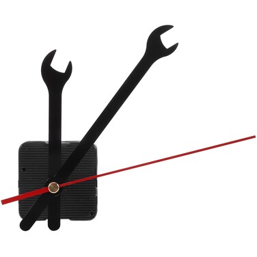 Wall Clock Mechanism Replacement: Creative Wrench Shpaed Clock Hands and Motor Kit - Clock Parts Battery Operated Kit DIY Clock Making Kit (Black)