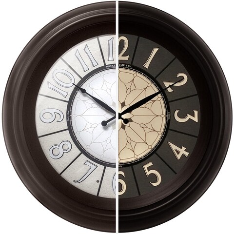 Presentime &amp; Co. 18&quot; Luminous Large Wall Clock, Oil Rubbed Bronze Finish, Night Light, Lighted Clock with Smart Sensor to Turn on/Off Lights. Wall D&Atilde;&copy;cor for Living Room, Dining Room, Kitchen.