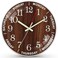 QINFIEY 12 Inch Day of Week Wall Clock, Non Ticking Modern Clocks Battery Operated&iuml;&frac14;&OElig;Analog Day Clock for Seniors Eldly&iuml;&frac14;&OElig;Classic for Office Home Classroom School Living Room,Unique Gift Clock(Brown)